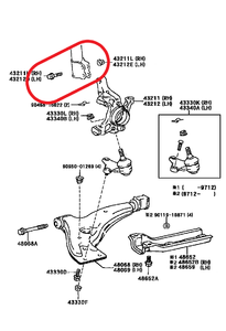 Болт подвески - AE100, AE101, AE111, AE91, AE92,  Задний - цапфа-стойка, пара - 90105-12102 - 