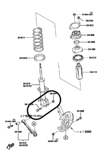 Болт подвески - DEMIO DW3W, DW5W Передний - цапфа-стойка, пара - B45534112B - 